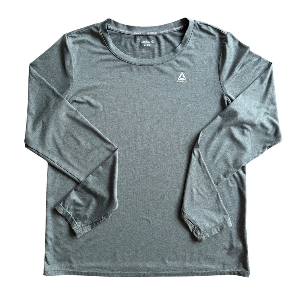 Reebok Performance Top Thumbhole Heather Gray Lightweight Activewear Gorpcore L